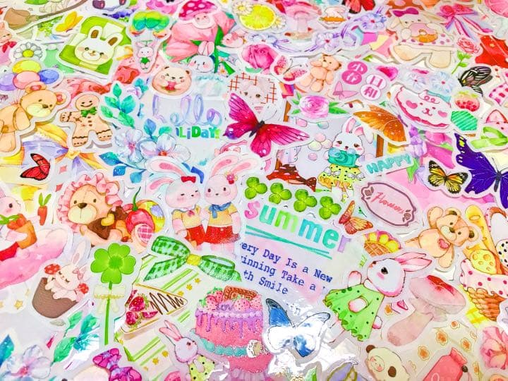 可愛いい❤️❤️フレークシール( ⸝⸝•ᴗ•⸝⸝ )うさくまのピクニック♡♡春