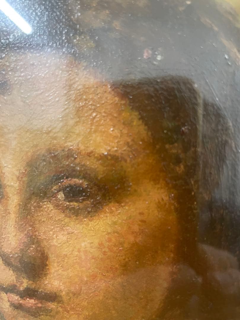 齋藤賢司KenziSaitouによるコロー真珠の女模写油彩作品、木製フレーム付き