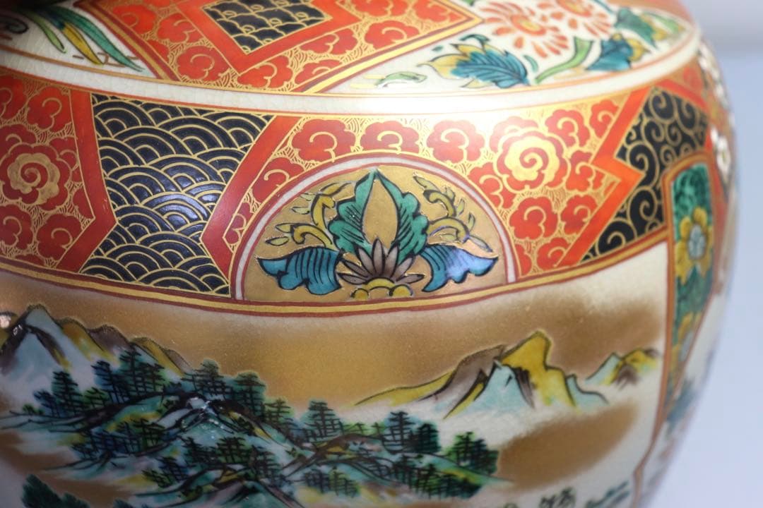 時代　九谷庄三祥文作　大壺　送料込み0929