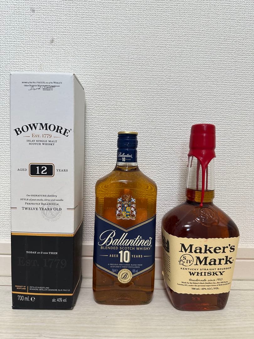 ボウモア12年 バランタイン10年 メイカーズマーク　各700ml ３本セット