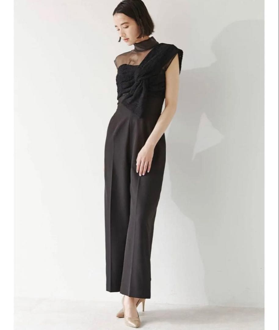 ラグナムーン パンツドレス オールインワン M 異素材ドッキング オケージョン