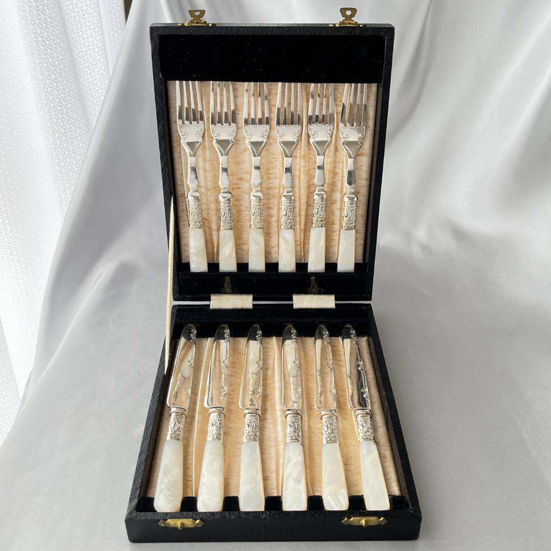 【Harrison Fisher】【白蝶貝】デザートセット ナイフ/フォーク