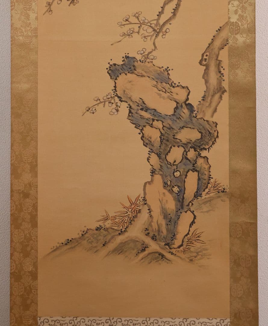 【模写】日本画 谷口藹山 寿老人 花鳥 絹本 三幅対 掛軸 富山の人 MA643