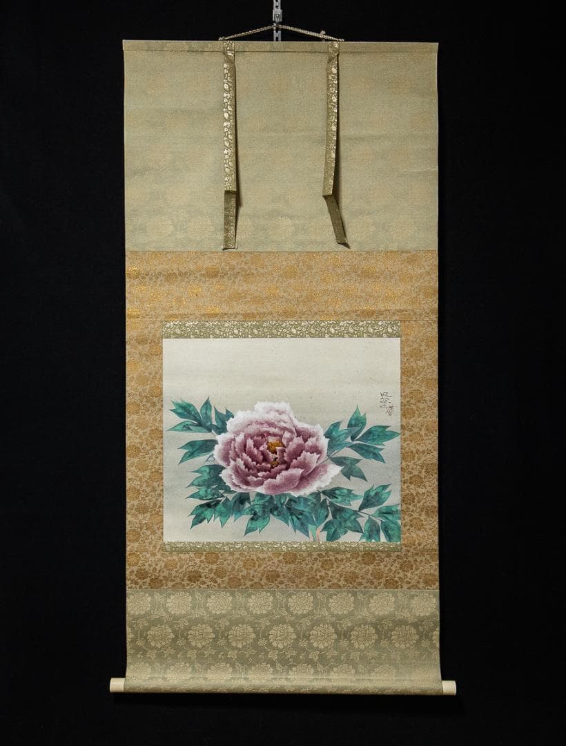 掛軸-991　富取風堂　牡丹　共箱