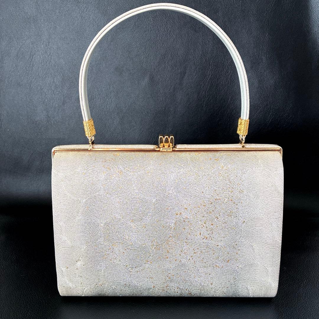 355草履バッグセット皮革製 礼装用 銀糸 金糸 シンプル 留袖 訪問着 着物