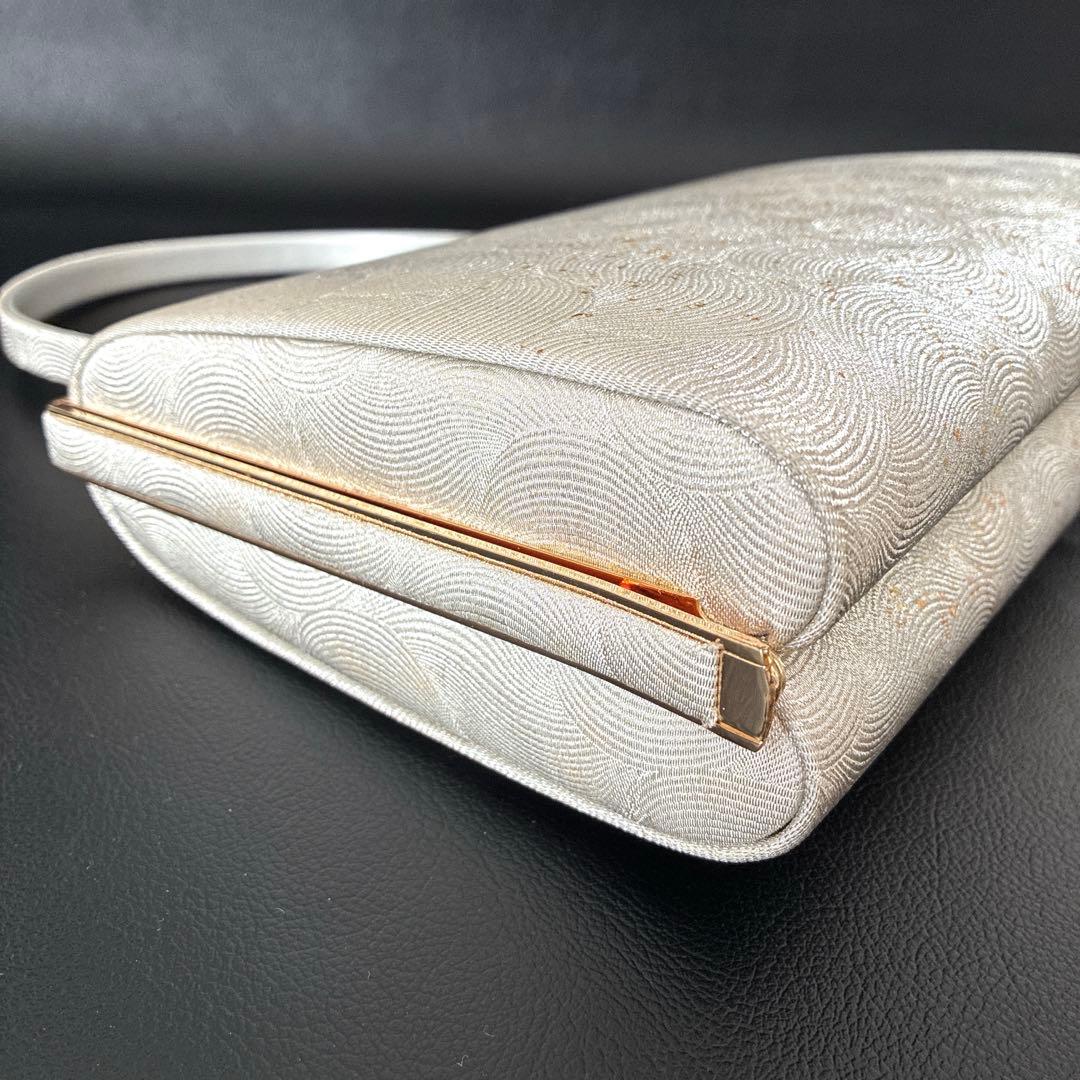 355草履バッグセット皮革製 礼装用 銀糸 金糸 シンプル 留袖 訪問着 着物