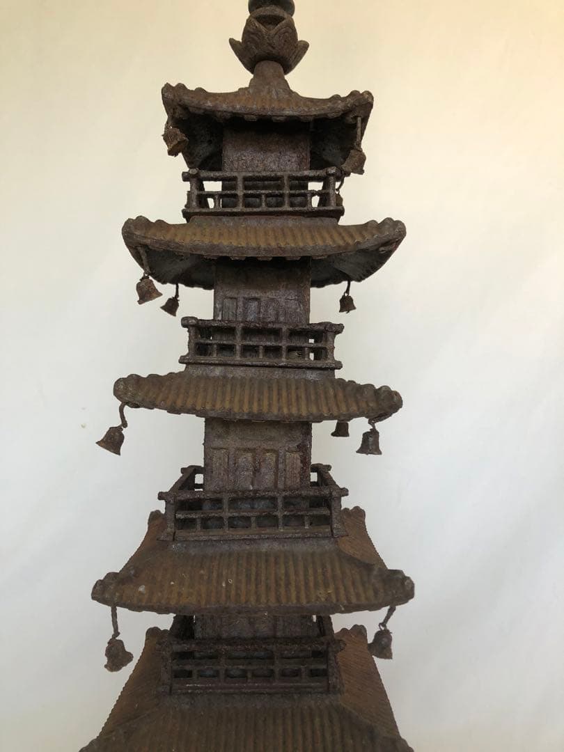 錆あり 昭和レトロ 五重の塔 置物 鉄製 ヴィンテージ アンティーク