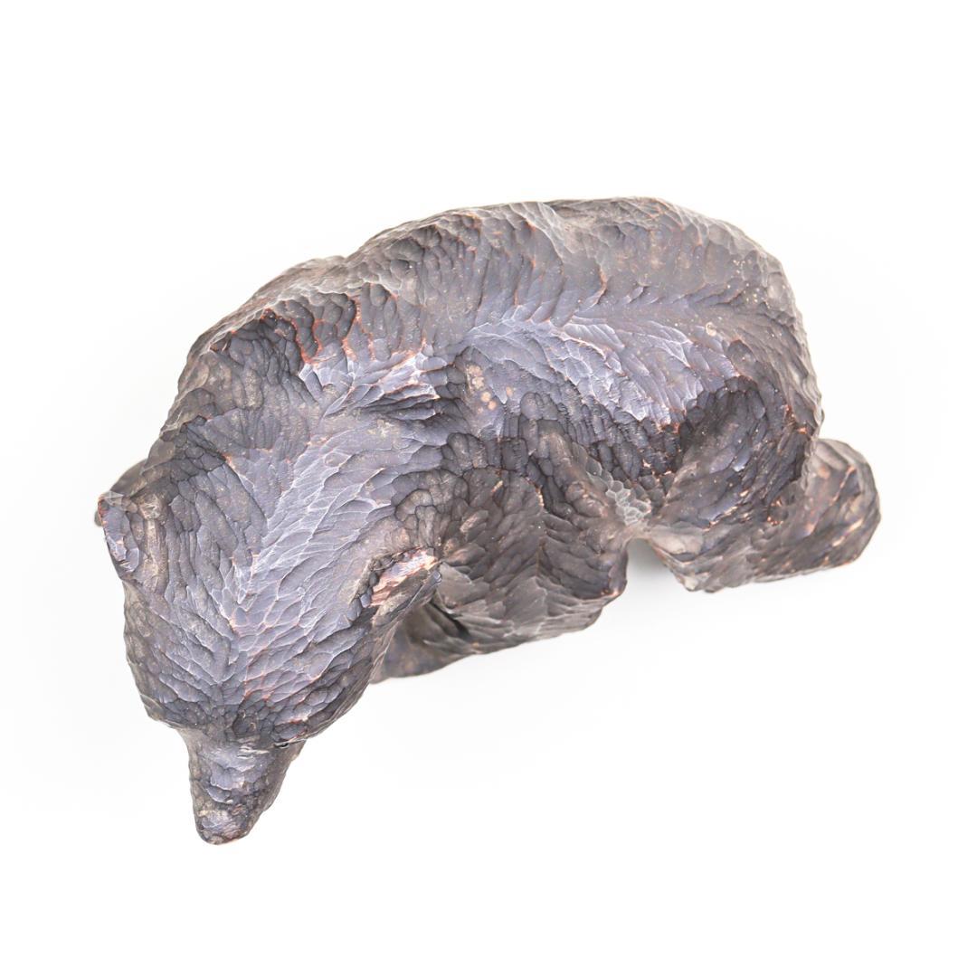 ガラス目 吠え熊 木彫 北海道民芸