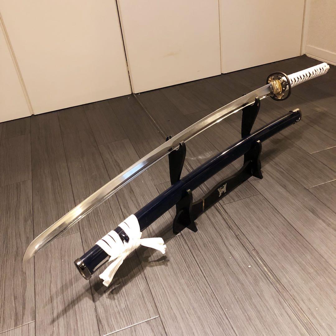 高級模造刀　高級居合刀　樋入り　優勢刃紋刀身　白拵え　亜合金刀身