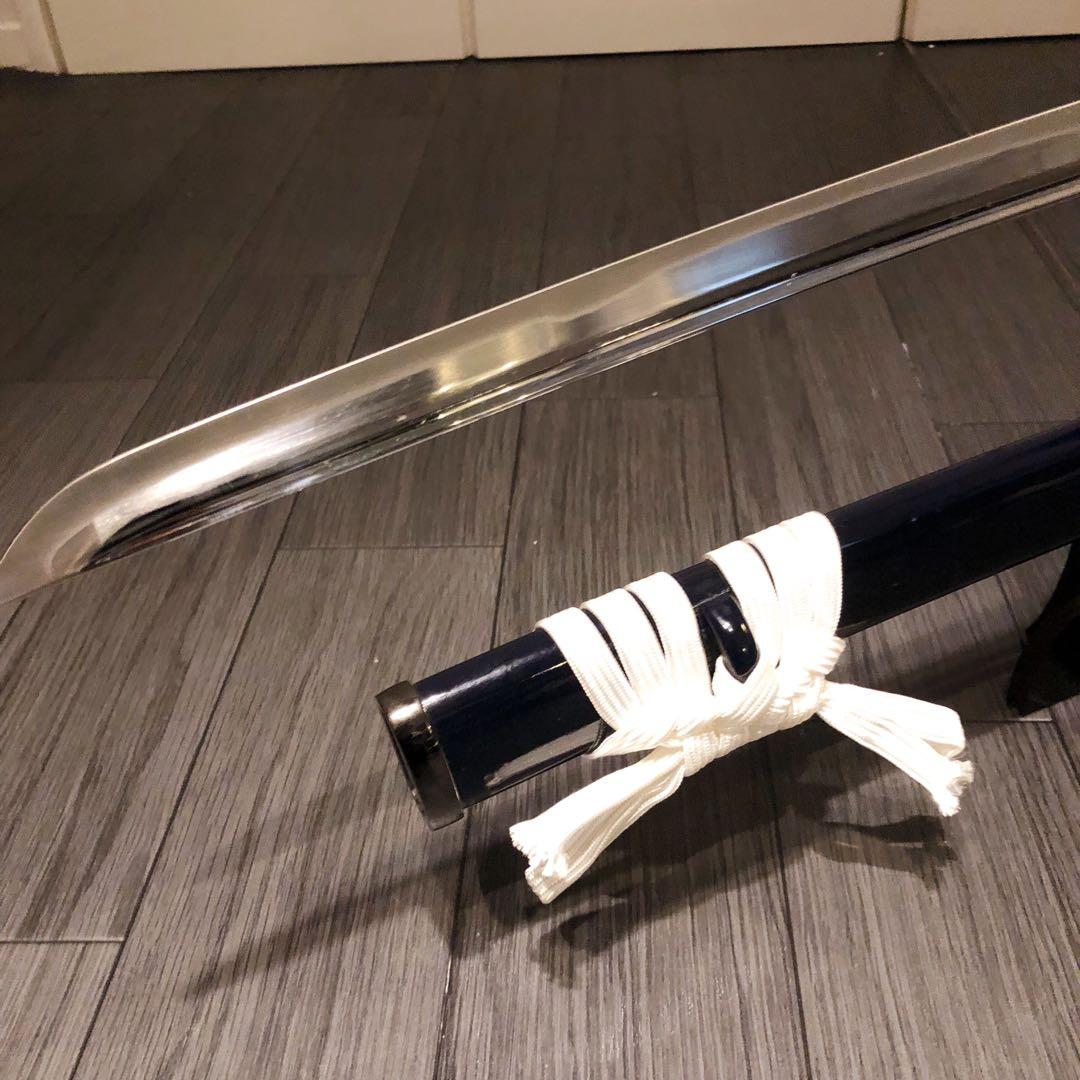 高級模造刀　高級居合刀　樋入り　優勢刃紋刀身　白拵え　亜合金刀身