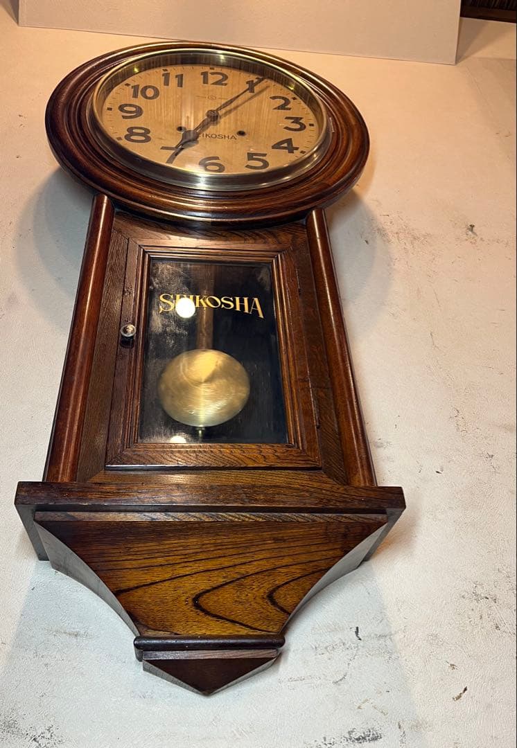 精工舎　大型頭丸　柱時計　古時計　振り子　ゼンマイ　レトロ　アンティーク