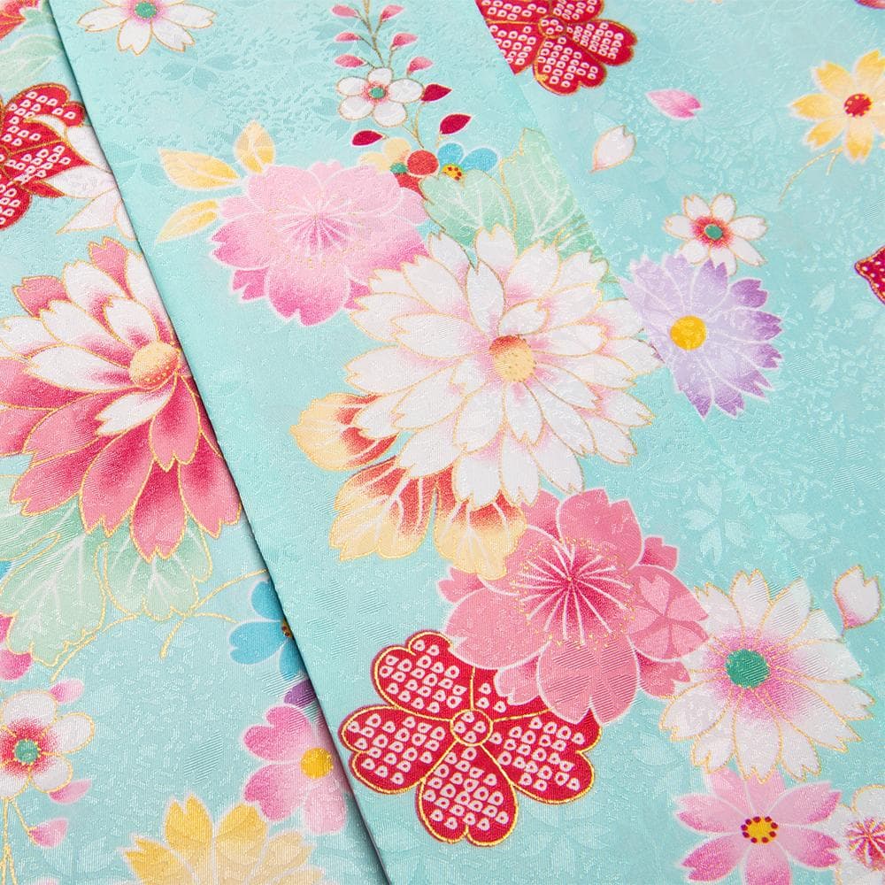 七五三美品　振袖　 7歳四つ身　ティファニーブルーみたいな水色　 長襦袢 セット