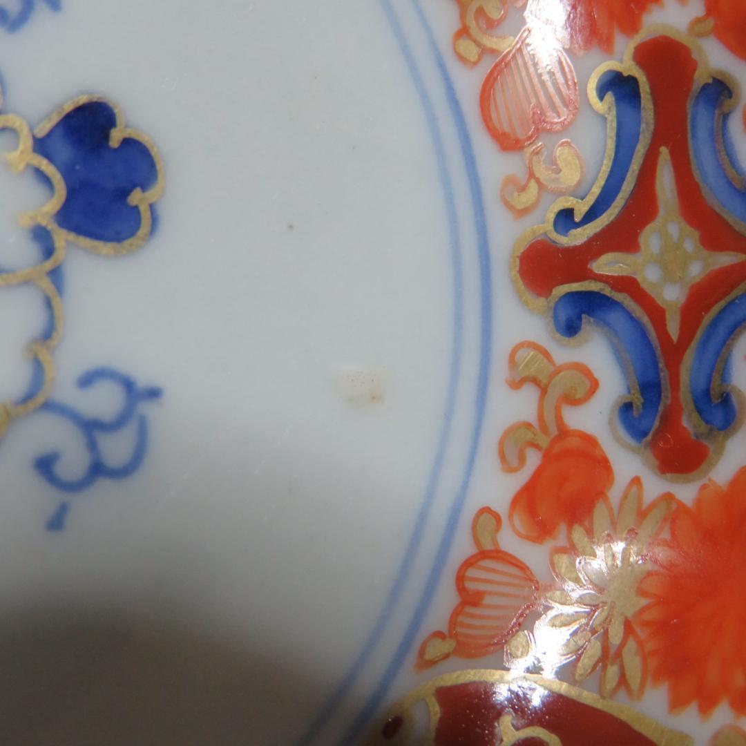 小皿 色絵付 染付 金彩 花弁 唐草 銘 八角皿 5枚