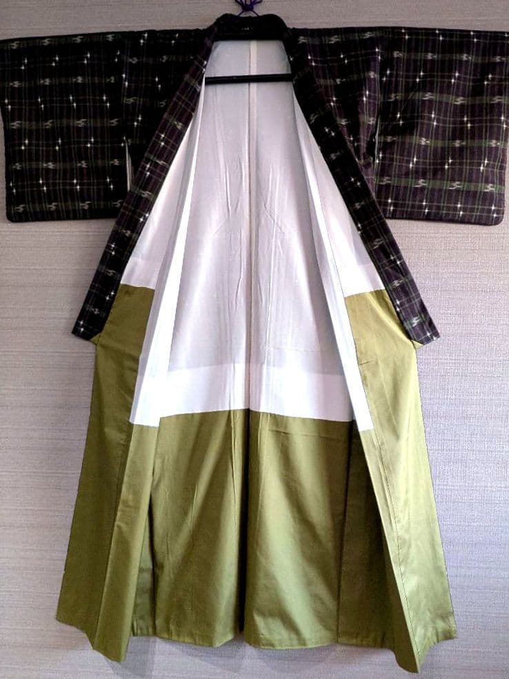 正絹紬　袷小紋　琉球絣模様