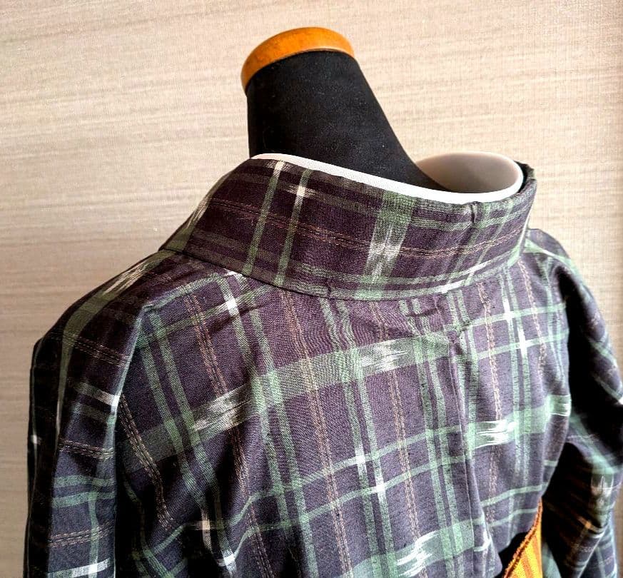 正絹紬　袷小紋　琉球絣模様