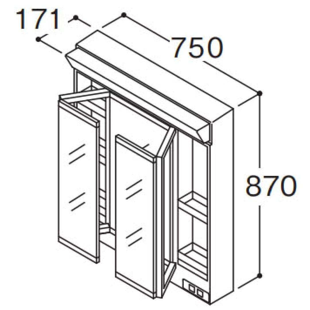 TOTO∥洗面台スウィング3面鏡TL486F2SB LTL486F2R 引取検定