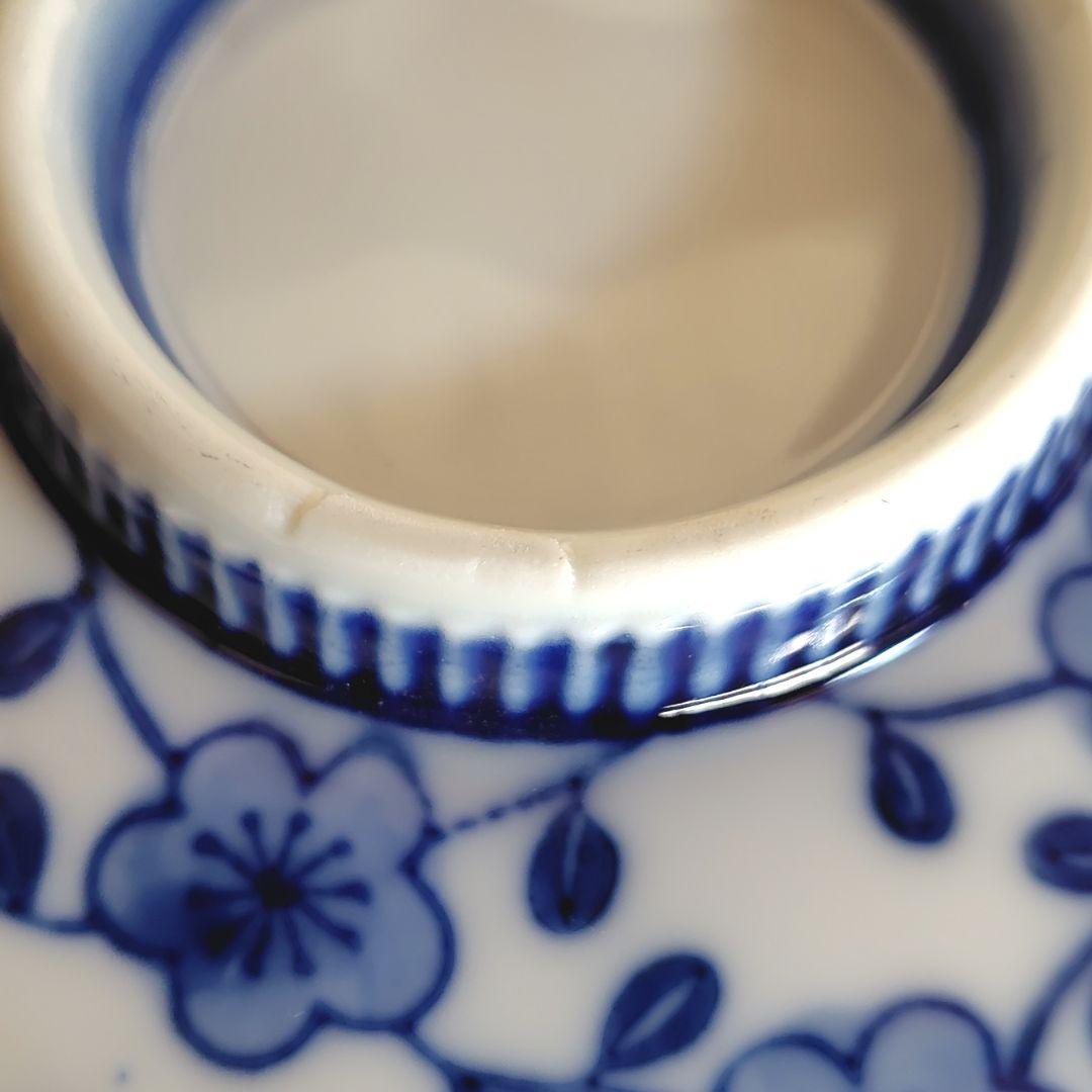 伊万里 染付 蓋付き茶碗 6客 飯碗 梅 レトロ アンティーク 冬 春