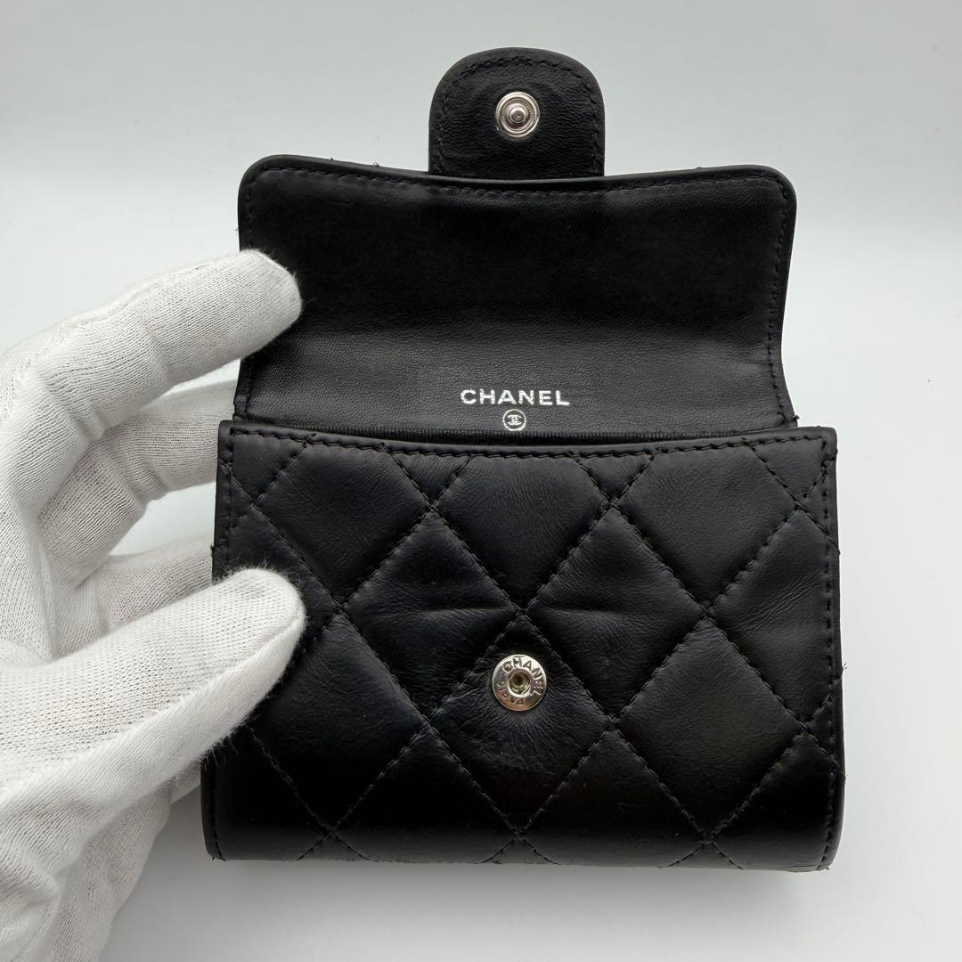 シャネル 財布 マトラッセ ラムスキン コンパクト 入れ カードケース