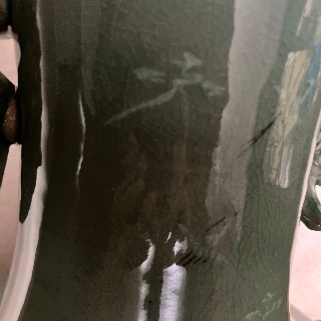 ★大特価【希少•美品】在銘青山作　高麗青磁 特大飾り壺