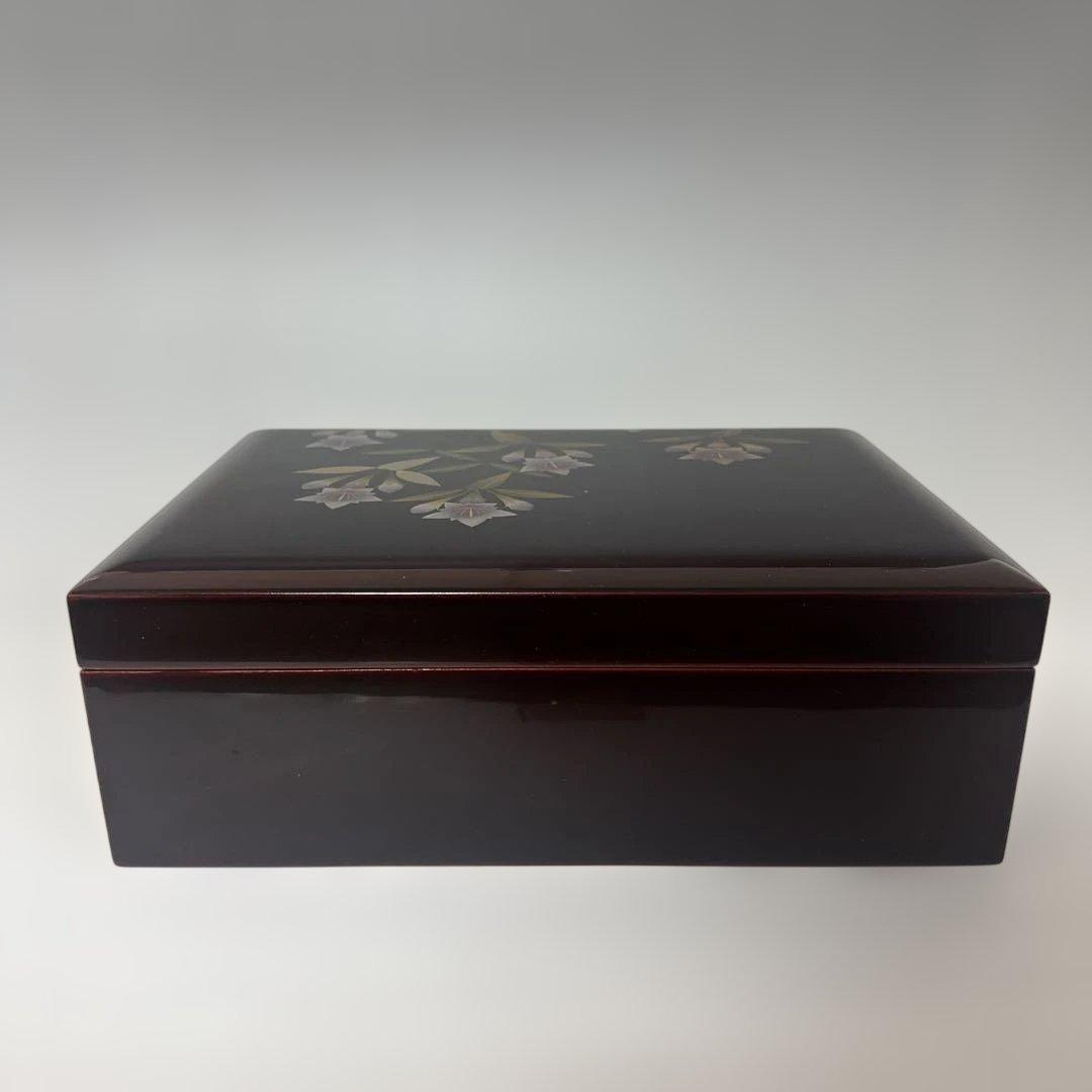 溜うるし塗　竜胆(りんどう)蒔絵　宝石箱　伝統工芸　木曽漆器　栄雅堂　未使用品