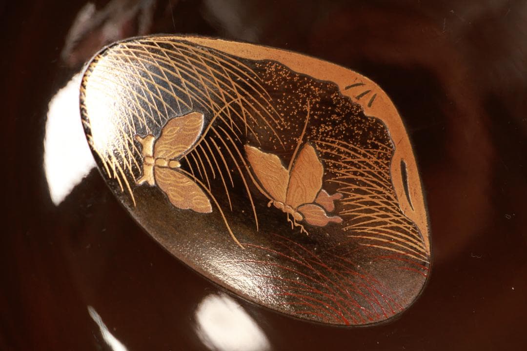 BK425　時代輪島塗　図替り　貝尽くし図金蒔絵　吸物椀　五客　木製 懐石 菓子