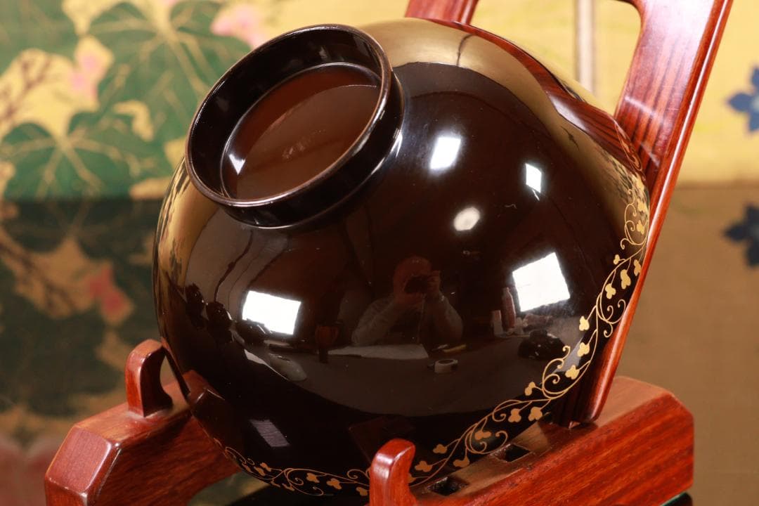 BK425　時代輪島塗　図替り　貝尽くし図金蒔絵　吸物椀　五客　木製 懐石 菓子