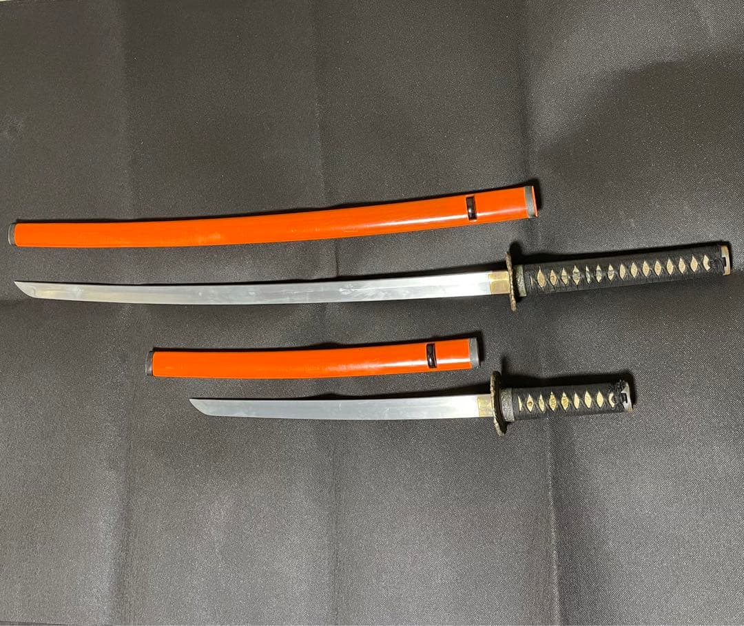 模造刀 日本刀 武具 刀剣 居合刀 高級刀 2本セット 太刀 脇差 (B03)
