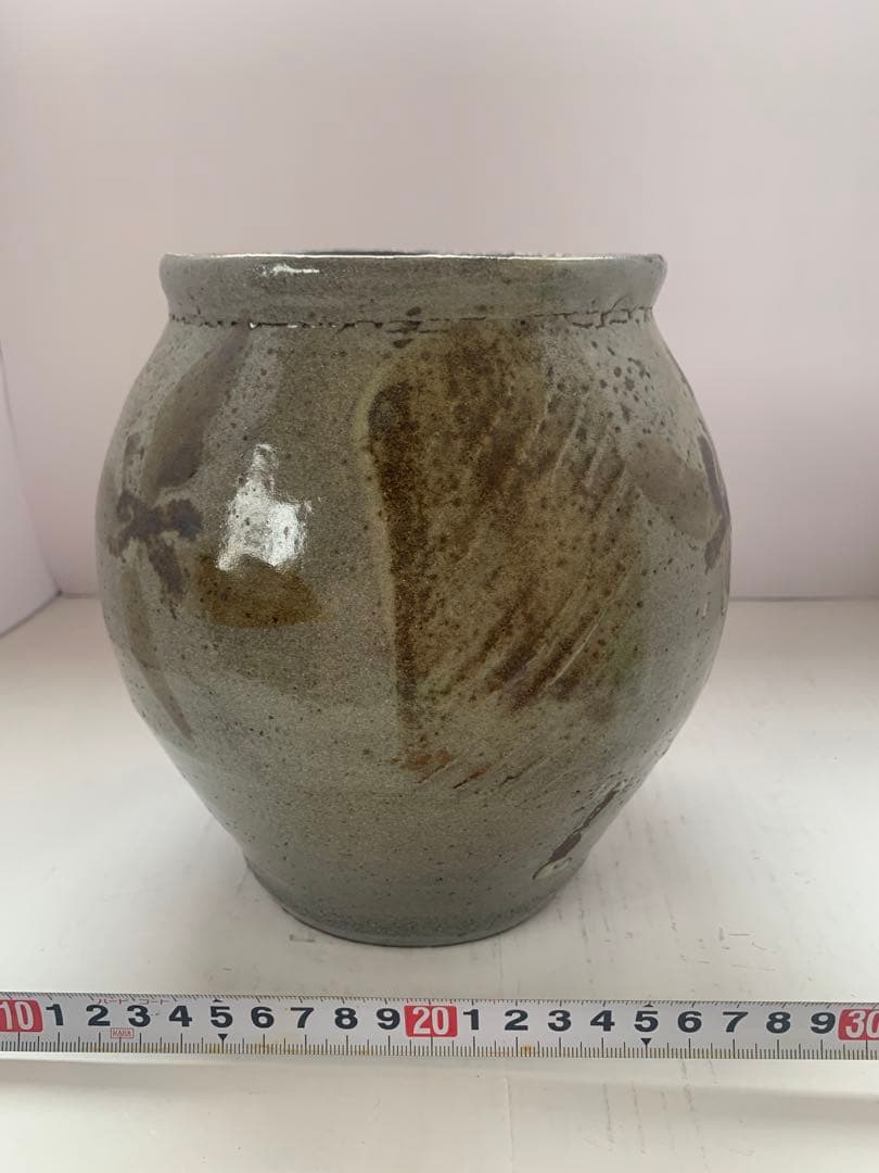 濱田庄司　文打鉄絵水指　送料込み