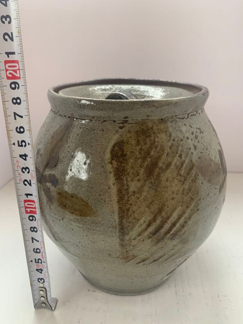 濱田庄司　文打鉄絵水指　送料込み