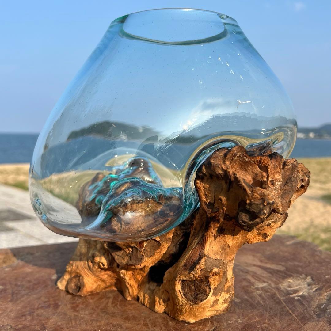 流木ガラスオブジェ特大H 花瓶 金魚鉢 テラリウム フラワーポット 水槽 アート