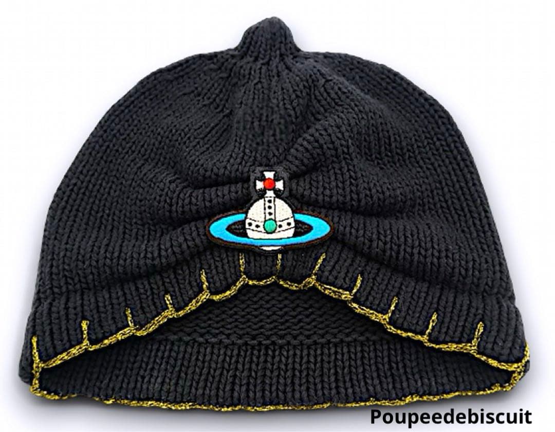 ヴィヴィアンウエストウッド　ニット帽　ビーニー　オーブブローチ付き