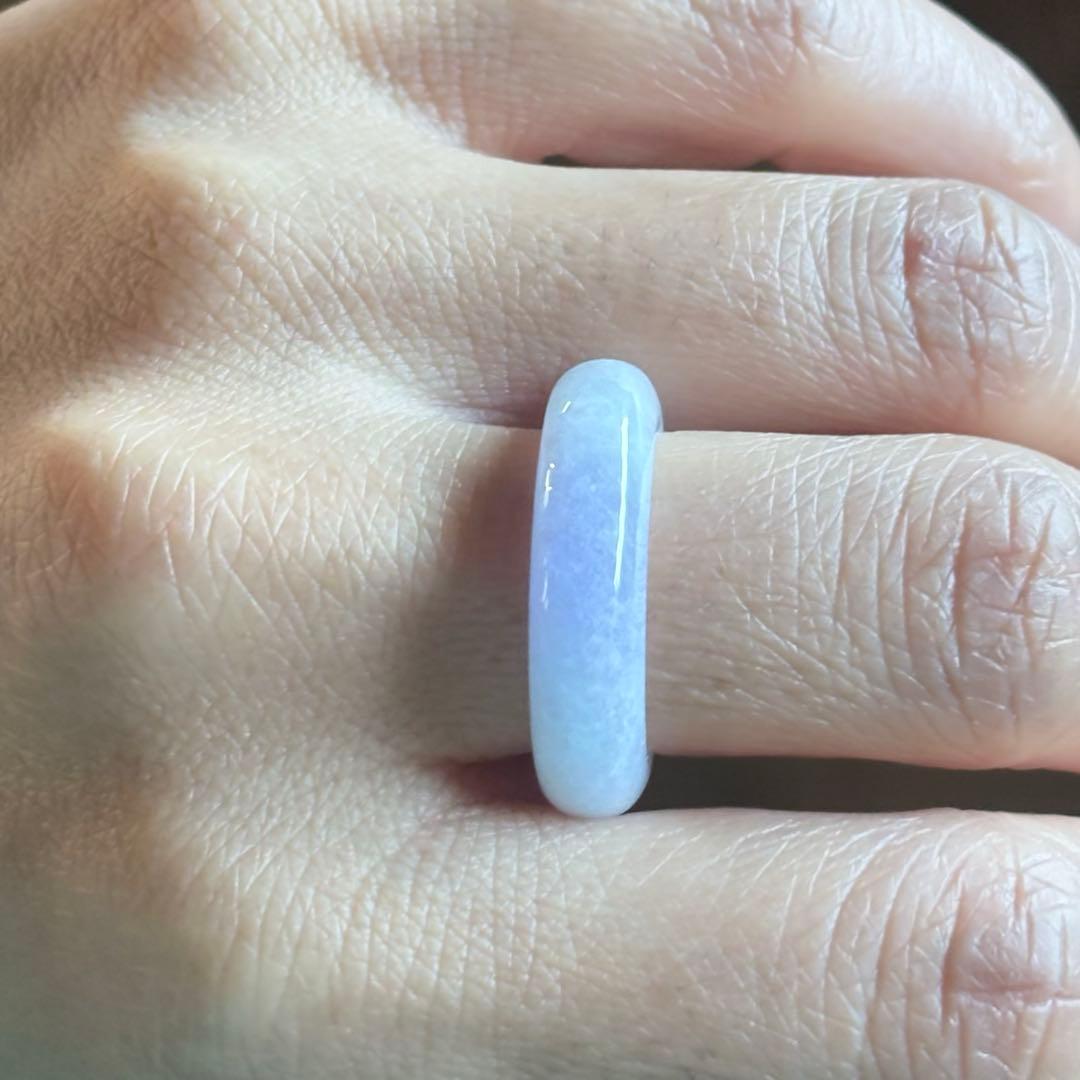 ミャンマー産 天然本翡翠（A貨） ラベンダー色 14号　くり抜きリング