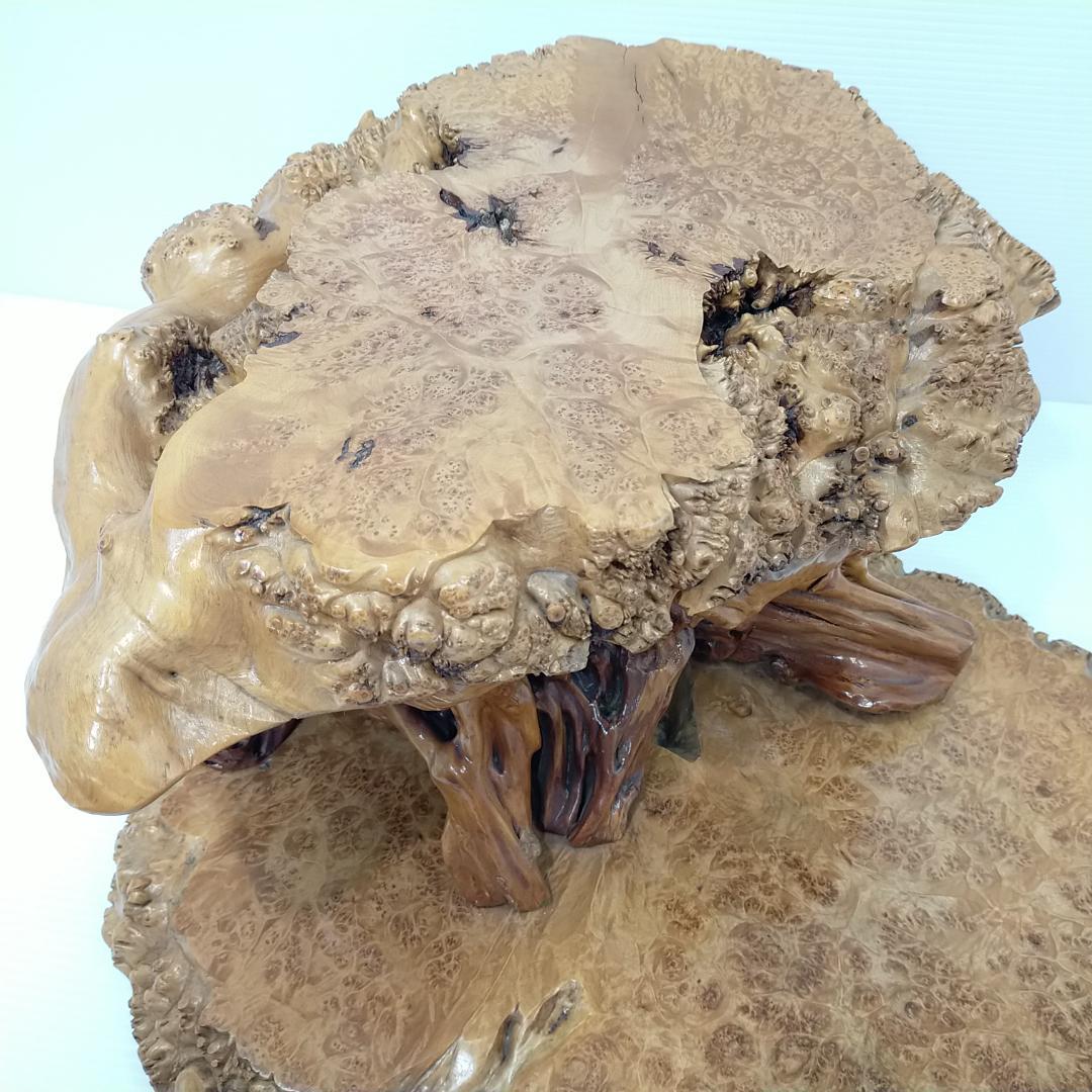 木の根 飾り台 W56cm 高級 花台 豪華 2段 盆栽卓 根卓 飾台 盆栽