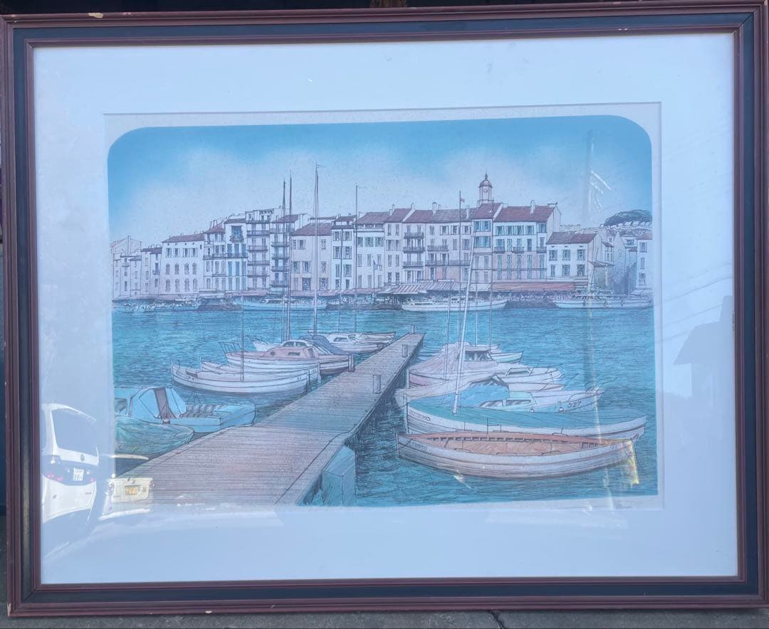 ロルフ ラフルスキー リトグラフ フランス 風景画 大型額絵　直筆サイン