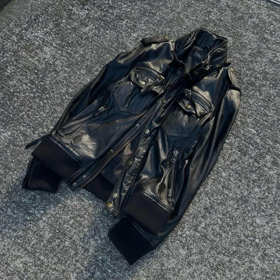 00's vintage レザージャケット変形ダブルジップグランジ ekam
