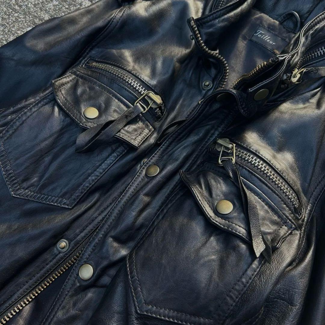 00's vintage レザージャケット変形ダブルジップグランジ ekam