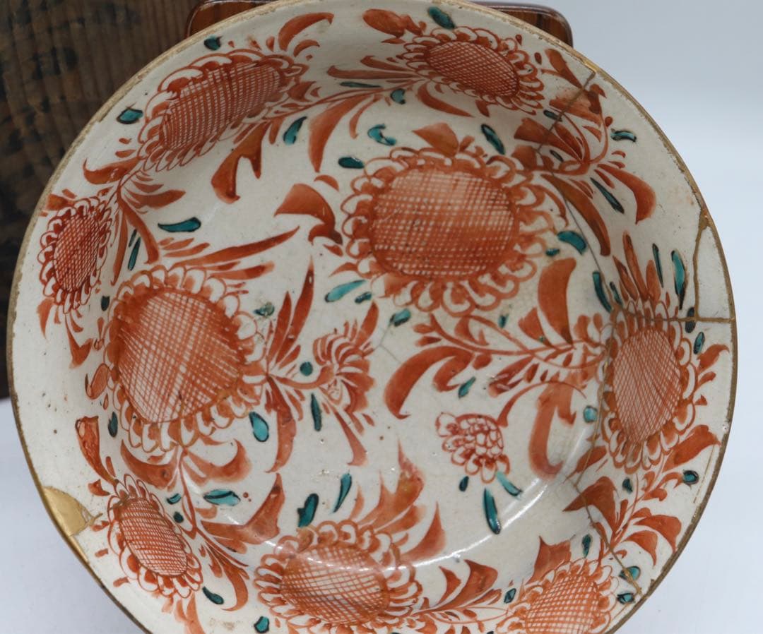 中国　明時代　紅釉大鉢　木箱入　送料込み0521