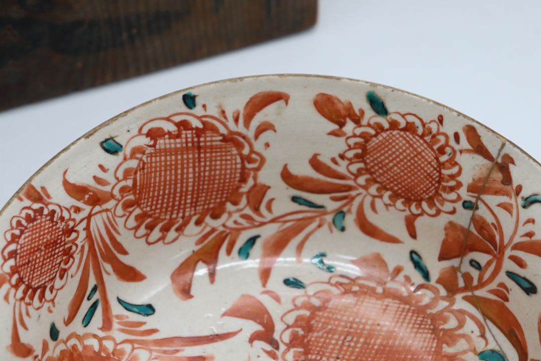 中国　明時代　紅釉大鉢　木箱入　送料込み0521