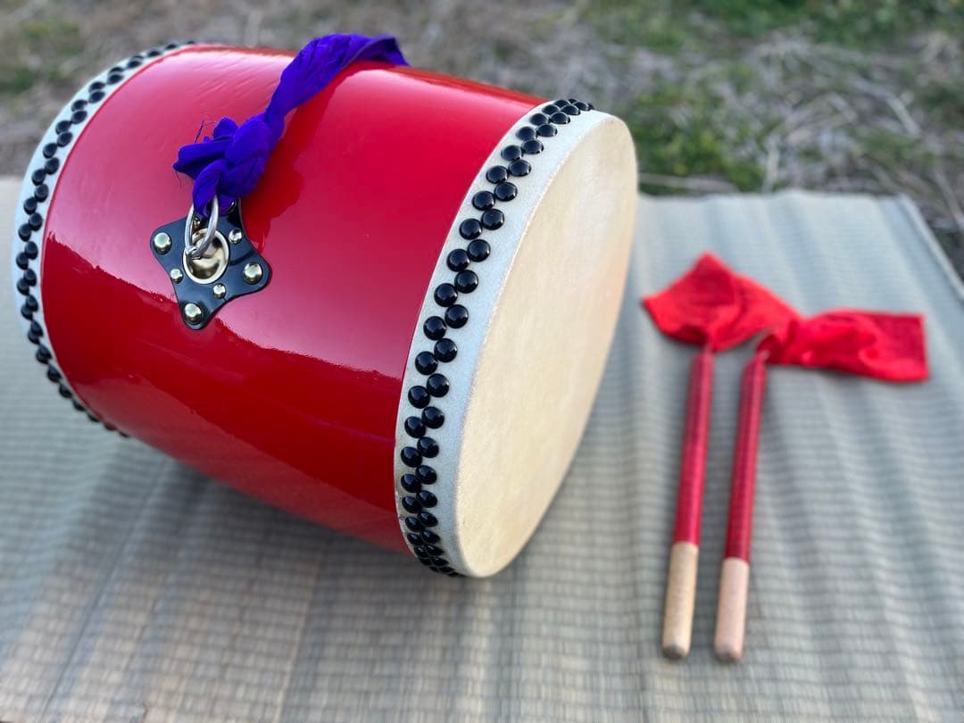 エイサー太鼓 大太鼓 本皮張り 40cm ケース付き 中古美品