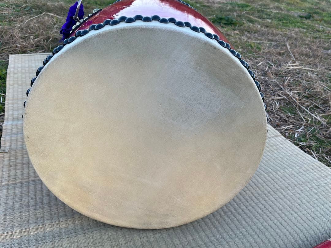エイサー太鼓 大太鼓 本皮張り 40cm ケース付き 中古美品