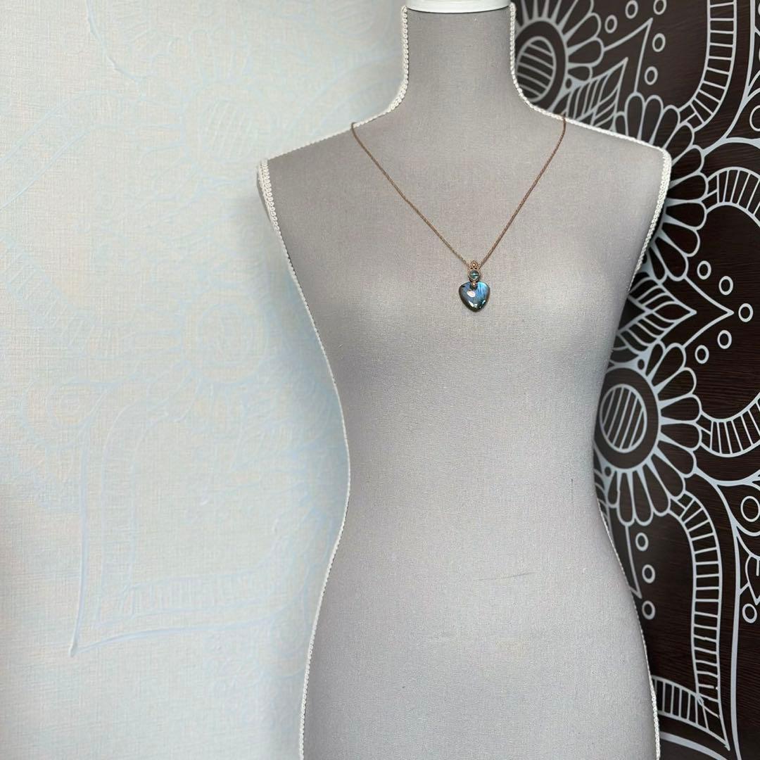 『蒼夜』ラブラドライトとディープアクアマリンのマクラメペンダントネックレス