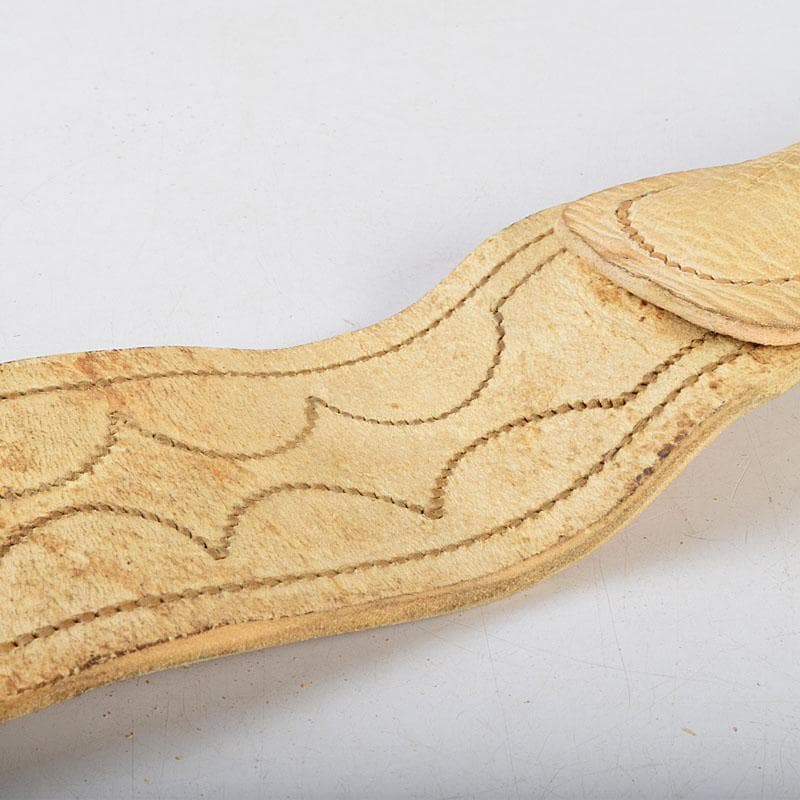 馬具　装飾品　中国　チベット　本皮製　古銅持ち手　鞭　C　9317