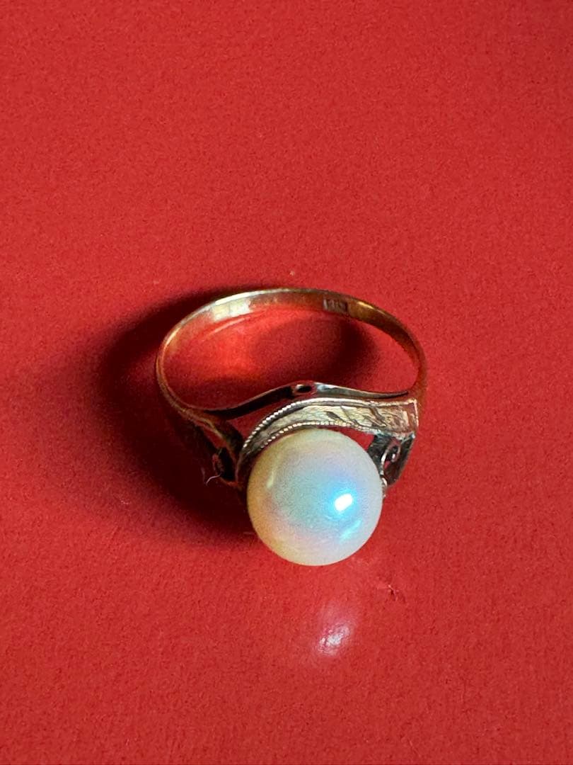 K18 真珠　指輪　一粒パールリング　ビンテージ