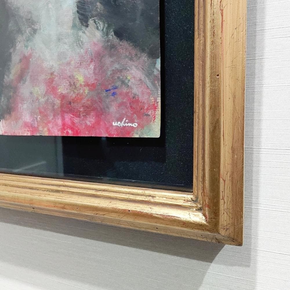 内野隆文　肖像　絵画　人物画　現代美術　アート　アンティークペーパー　古紙　額縁