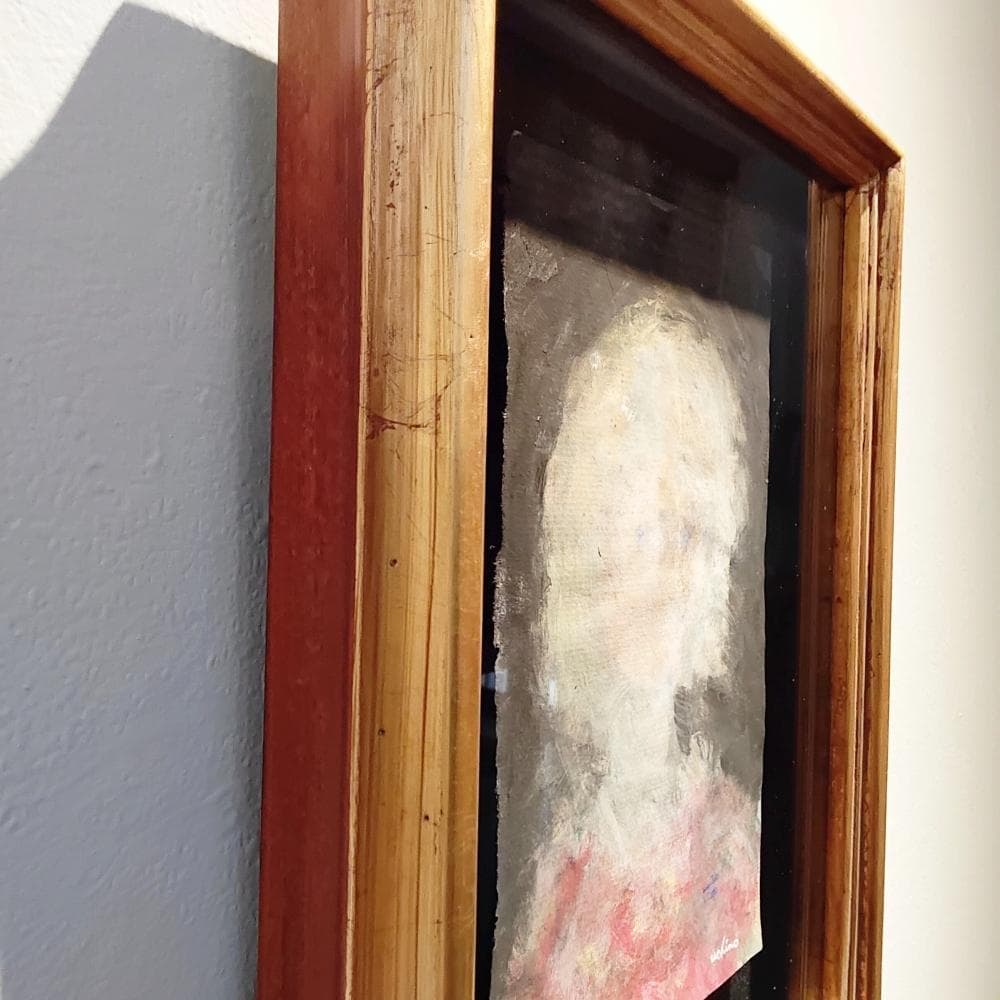 内野隆文　肖像　絵画　人物画　現代美術　アート　アンティークペーパー　古紙　額縁