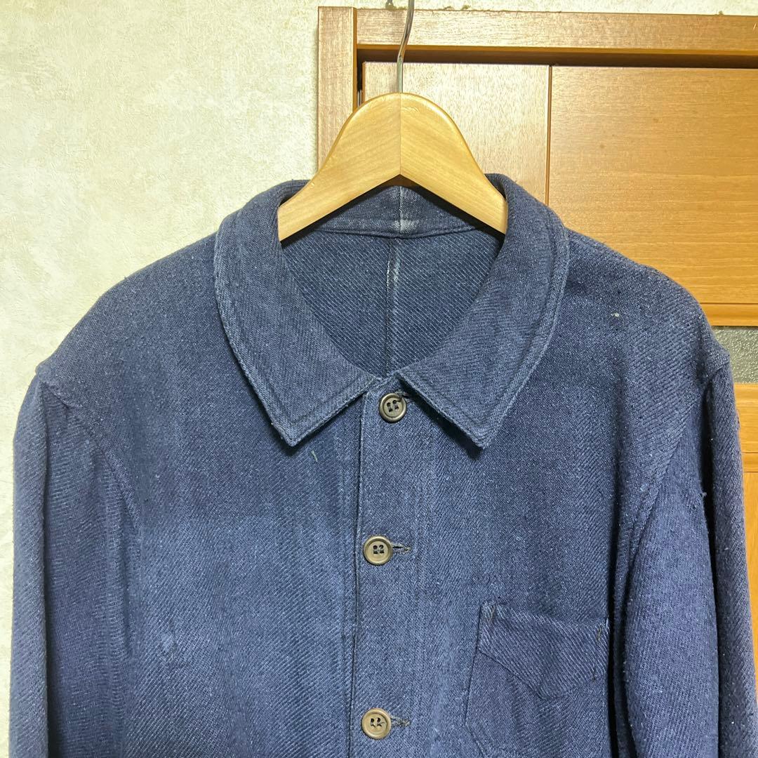 【希少】30s フレンチヴィンテージ インディゴ コットンリネン ジャケット