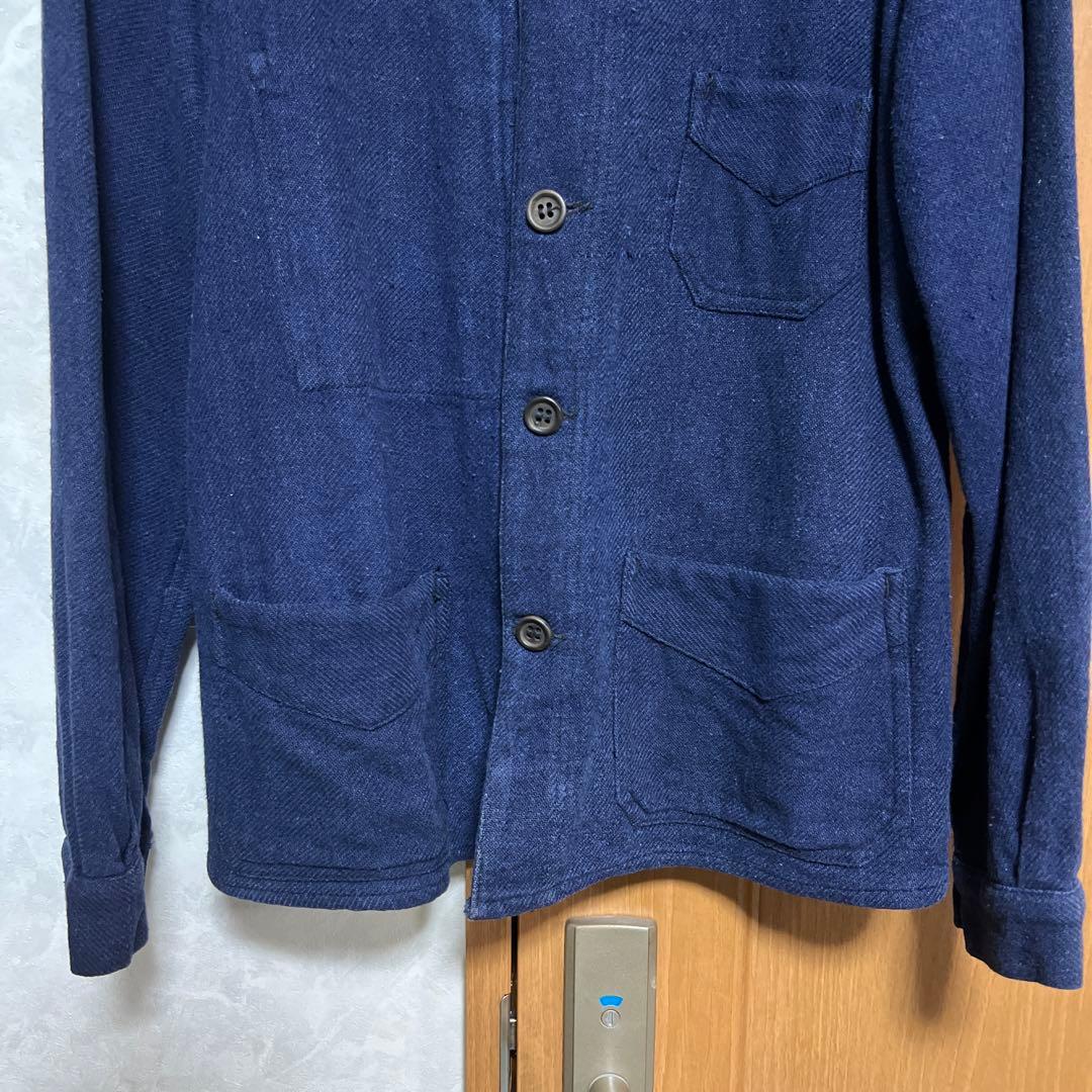 【希少】30s フレンチヴィンテージ インディゴ コットンリネン ジャケット