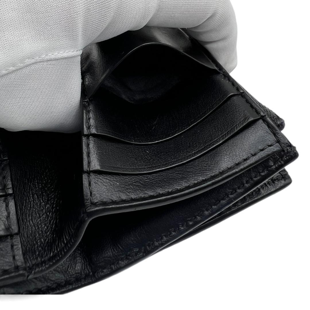 こんけー　BOTTEGA VENETA　黒　カセット レザー三つ折り財布