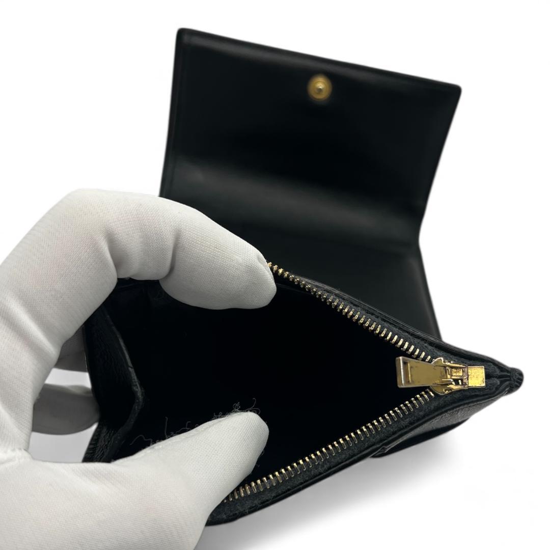 こんけー　BOTTEGA VENETA　黒　カセット レザー三つ折り財布