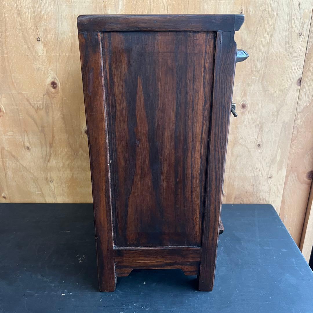 李朝 小戸棚 33㎝ 小抽斗 小振り 棚 骨董 木製 工藝